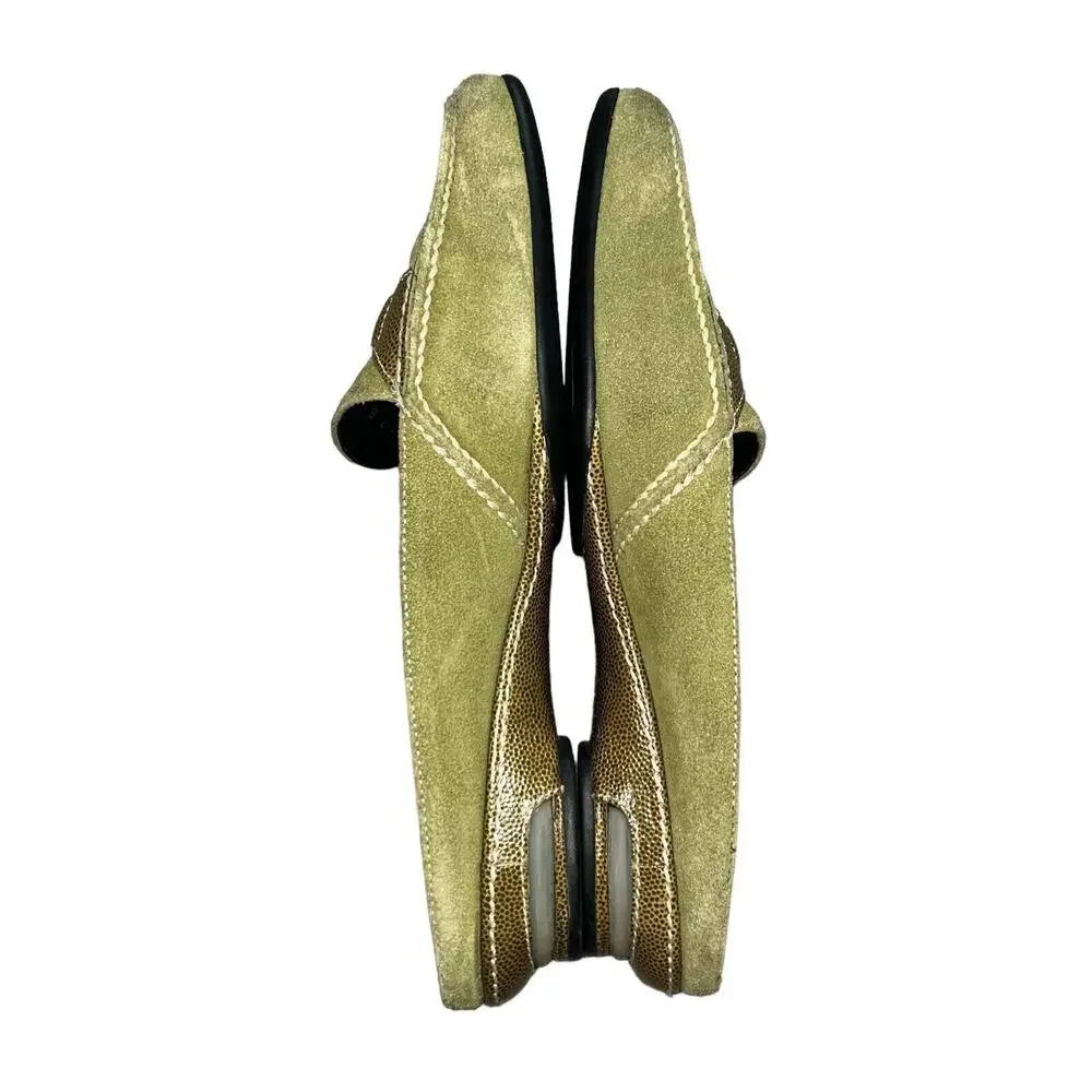 Cole Haan Air slip-on Mules suede‎ green loafer Size 7B Brazil